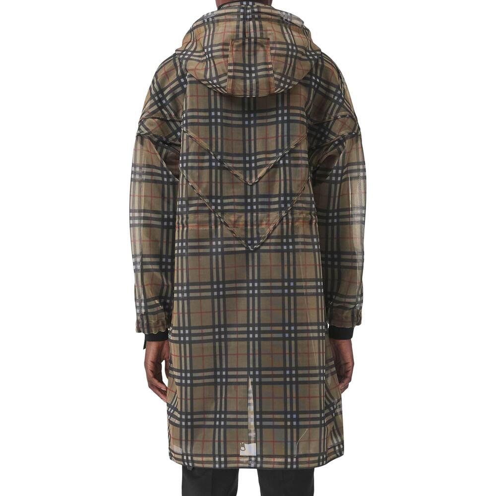Burberry Nova Check Mesh Plaid Transparent Long Jacket - Picture 6 of 16